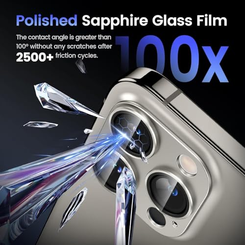 KEKOZE Camera Lens Protector Compatible With iPhone 15 Pro and iPhone 15 Pro Max � Full Coverage 9H Tempered Glass with Metal Plate, HD Clear, Joint Camera Ring Protector - Titanium Grey - Image 4