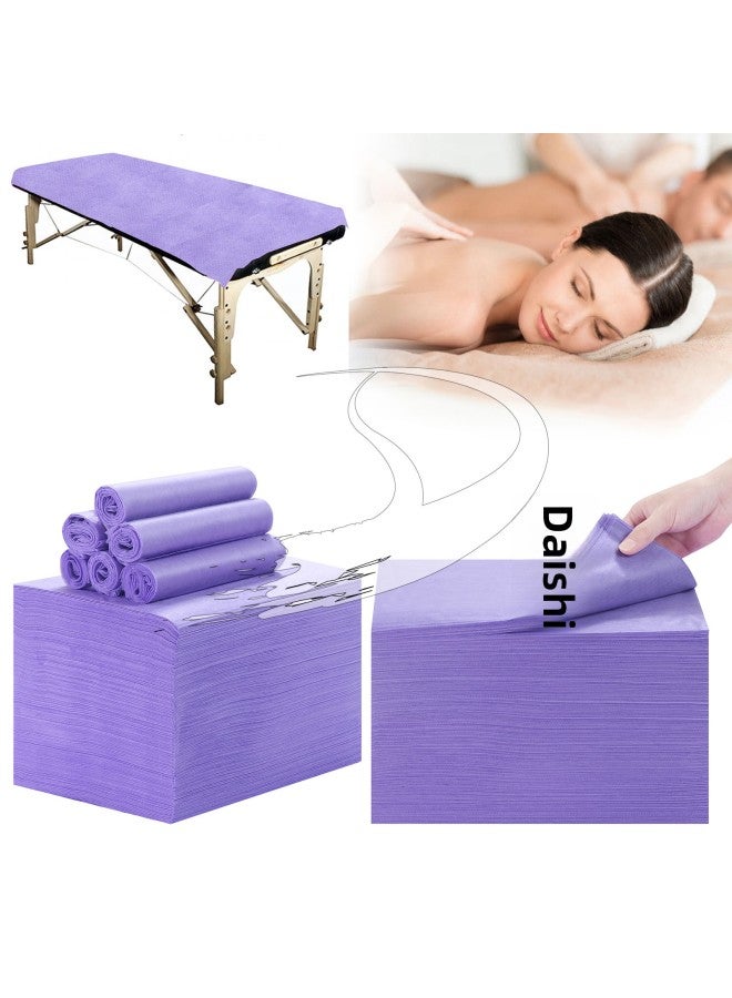 Thickened SMS Non-woven Breathable Disposable Hotel Bed Sheet Waterproof And Oil-proof Disposable Travel Bed Sheet-Color:Purple Faceless Holes Are Broken-Specifications:25g 80 * 180cm 20 Pieces/bag - Image 1