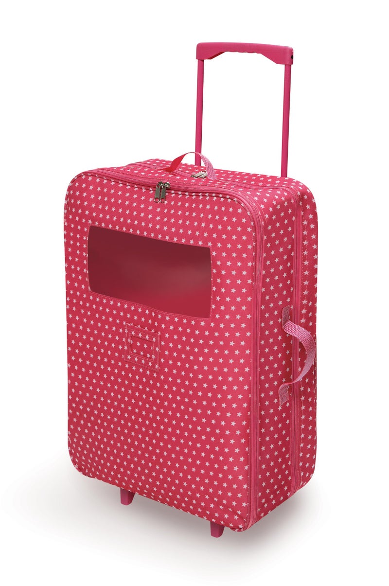 Badger Basket Double Trolley Doll Carrier with Two Sleeping Bags and Pillows Perfect for 18Inch Dolls in Pink Star Design - Image 2