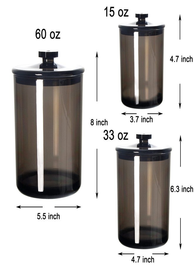 Youngever Black Plastic Apothecary Jars, Qtip Holder, Cotton Swab Holder, Bathroom Vanity Organizer for Cotton Balls, Cotton Pads, Qtips (3 Sets) - Image 2