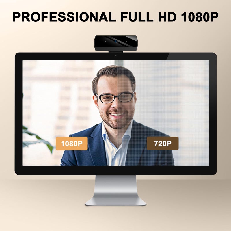 Diccik 1080P Webcam with Microphone, Full HD Video Calling Web Camera, HD Light Correction Streaming Webcam for Zoom/Skype/Teams, Plug and Play PC Camera Web cam for Windows & Mac - Image 2