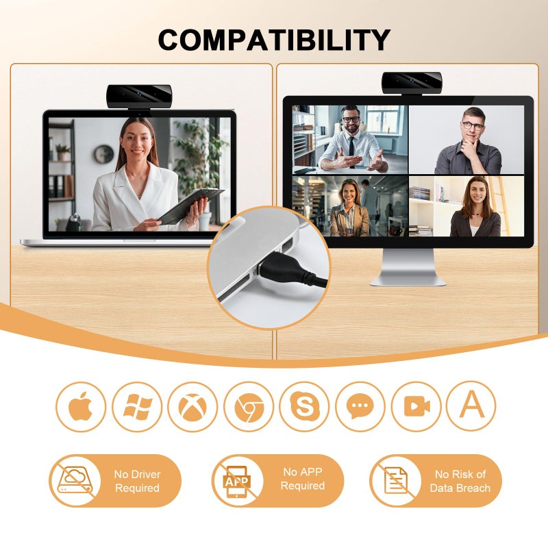 Diccik 1080P Webcam with Microphone, Full HD Video Calling Web Camera, HD Light Correction Streaming Webcam for Zoom/Skype/Teams, Plug and Play PC Camera Web cam for Windows & Mac - Image 4