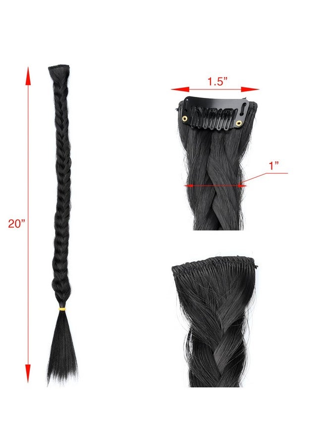 DIGUAN Diy Hairstyle Thin Double 3 Strands And Fishtail Plaited Synthetic Hair Braids Headband With Clip, Hair Accessory For Women, Girls (Messy Fishtail, Natural Black) - Image 3