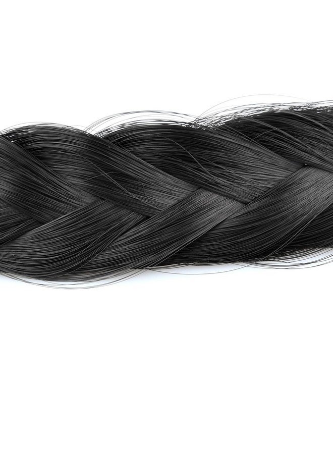 DIGUAN Diy Hairstyle Thin Double 3 Strands And Fishtail Plaited Synthetic Hair Braids Headband With Clip, Hair Accessory For Women, Girls (Messy Fishtail, Natural Black) - Image 2
