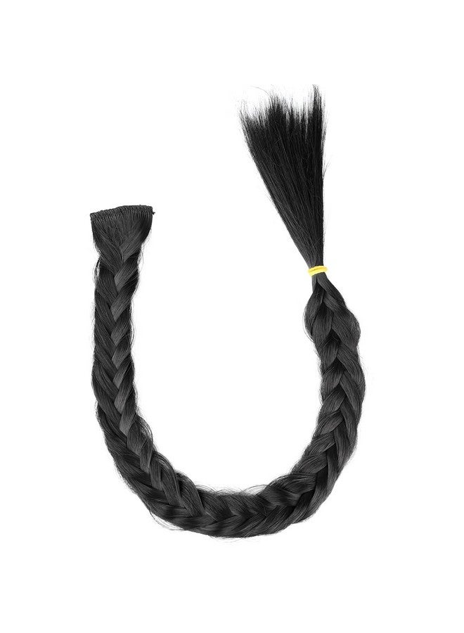 DIGUAN Diy Hairstyle Thin Double 3 Strands And Fishtail Plaited Synthetic Hair Braids Headband With Clip, Hair Accessory For Women, Girls (Messy Fishtail, Natural Black) - Image 4