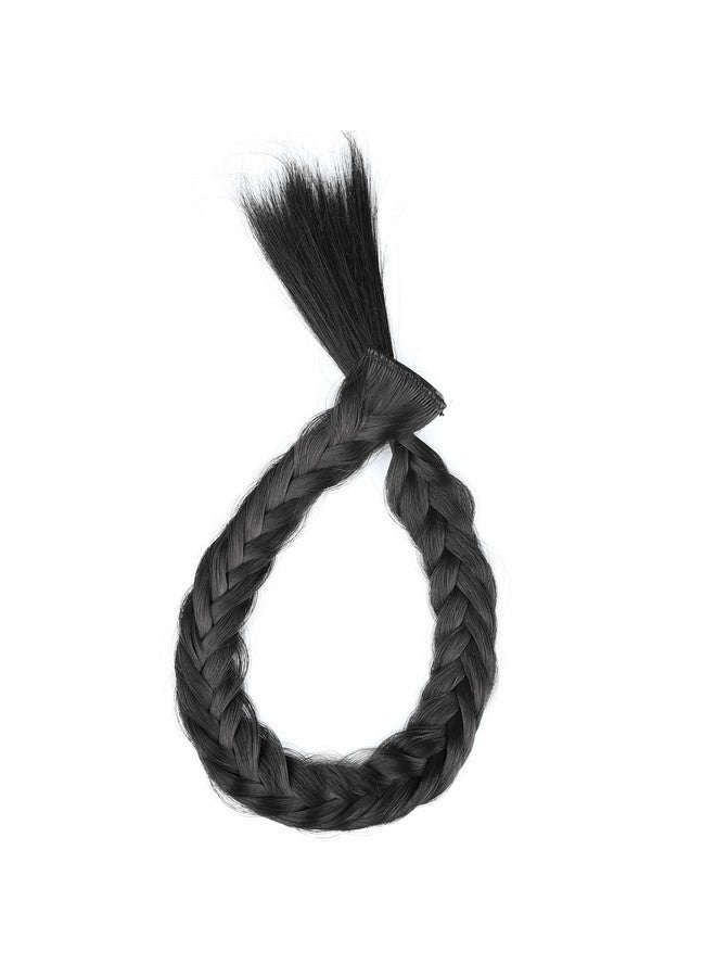 DIGUAN Diy Hairstyle Thin Double 3 Strands And Fishtail Plaited Synthetic Hair Braids Headband With Clip, Hair Accessory For Women, Girls (Messy Fishtail, Natural Black) - Image 1