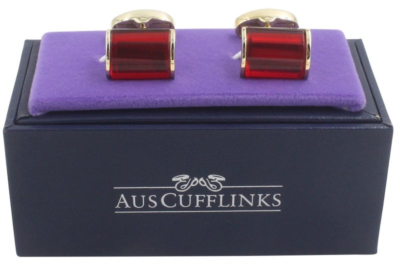 AUSCUFFLINKS 40th Anniversary Ruby Wedding Gift Husband | Cufflinks Gold Edge Red Cuff Links - Image 5
