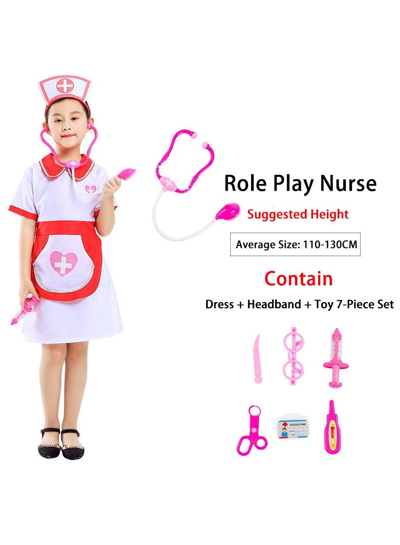 VUCATIN Kids Cosplay Set Doctor Dress up for Toddlers Nurse Costume Costume Accessories Suitable for Theme Party Cosplay Costume (Nurse) - Image 2