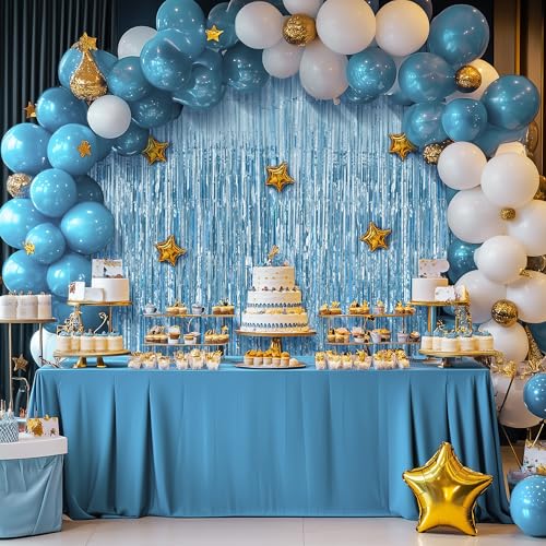 Watch Me Fly 2 Pack Light Blue Fringe Backdrop, 3.2x8.2ft Shining Foil Tinsel Curtains, Birthday Party Decorations Door Streamers for Halloween, Christmas, Wedding, Graduation, Holiday, Theme Events - Image 5