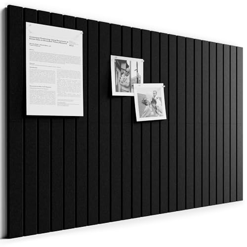 Bumusty Large Cork Board Alternative-36 x 24" Felt Bulletin Board Tiles, with 30 Pushpins, 40 Adhesive Tabs, Fine-Stripe 6-Pack, Cork Boards for Office Push Pin Board Felt Board-Black - Image 1