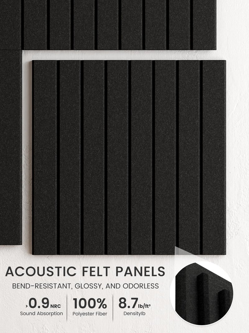 Bumusty Large Cork Board Alternative-36 x 24" Felt Bulletin Board Tiles, with 30 Pushpins, 40 Adhesive Tabs, Fine-Stripe 6-Pack, Cork Boards for Office Push Pin Board Felt Board-Black - Image 3