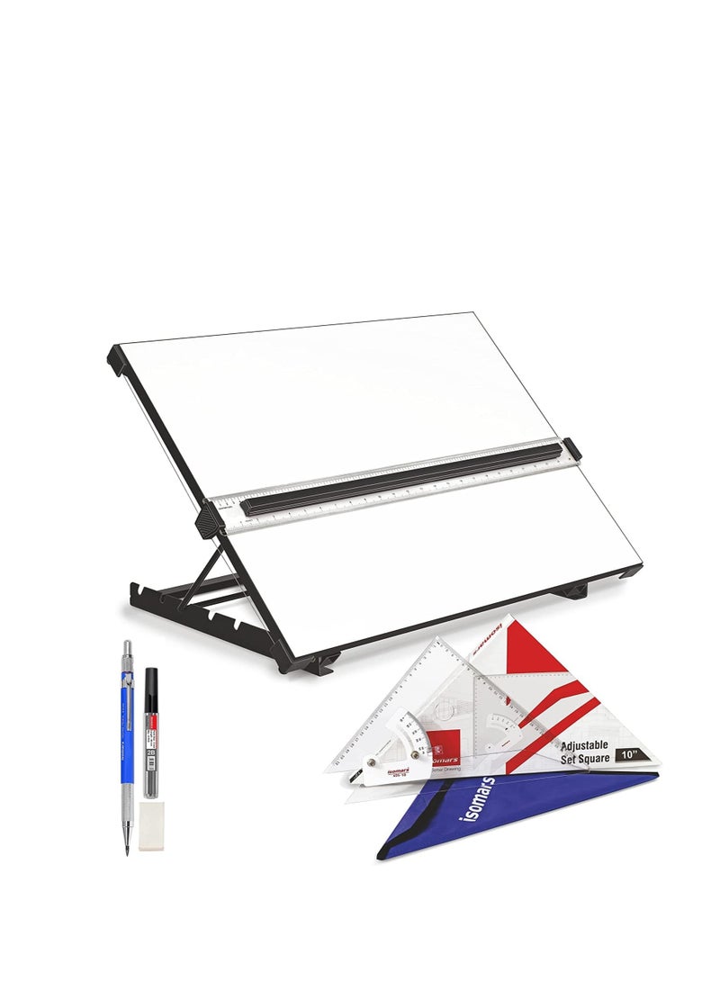 Isomars Drawing Board Table Model Kit Combo with 5 Adjustable Working Angles - A2 Size - 18.5" x 25"(Adjustable-Set of 3) - Image 1