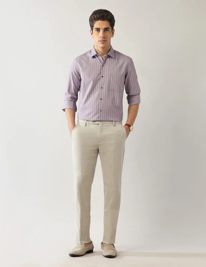 Arrow Dark Purple Vertical Striped Dobby Shirt for Men | Best Price UAE