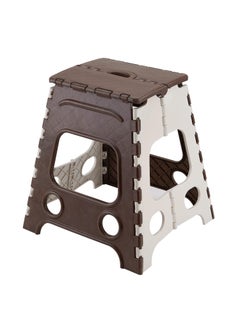 Primelife Primelife Plastic Multipurpose Moveable Portable 150 kg Capacity Folding Stool 18 Inch Height Brown White 