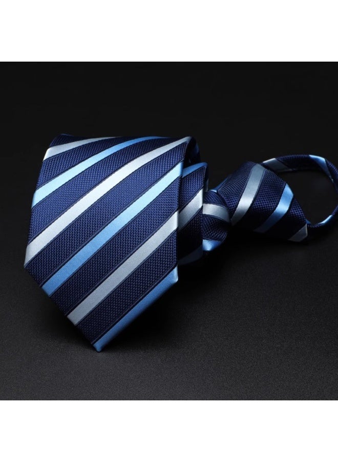 6pcs High Grade Mens Luxury Knotless Zipper Necktie Sets Soft Fabric 1200needles Classic Stripe Daily Business Style Formal Party Essential Gentleman Tie Neck Accessories - Image 2