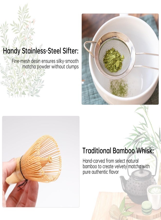 Bowasin Matcha Whisk Set Green 5PCS Matcha Whisk and bowl(Chawan) With Matcha Spoon and sifter Matcha Kit for Ceremony Matcha Tea Set Gift for Matcha Lovers - Image 3