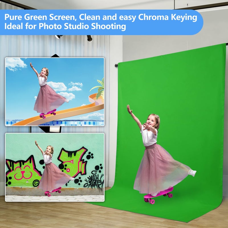 HEMMOTOP Green Screen Backdrop, 5x7 ft Photography Chroma Key Greenscreen Background Sheet for Background Removal, Zoom Meeting, Photo Video Studio, Live Streaming, Video Recording (Backdrop only) - Image 4