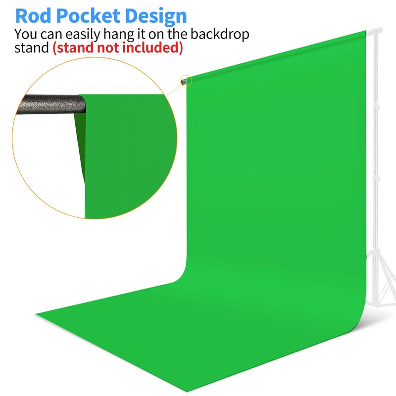 HEMMOTOP Green Screen Backdrop, 5x7 ft Photography Chroma Key Greenscreen Background Sheet for Background Removal, Zoom Meeting, Photo Video Studio, Live Streaming, Video Recording (Backdrop only) - Image 5