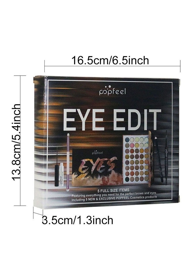 بوب فيل مجموعة مكياج العيون من 5 قطع، تطبيق سريع في 5 دقائق، يدوم طويلًا، مع ماسكارا، فرشاة، قلم حواجب، قلم تحديد عيون، لوحة ظلال عيون من 40 لونًا (درجات ألوان ترابية/شاي حليبي) - Image 5
