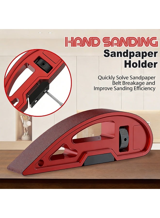 Aluminium Alloy Hand Sanding Paper Holder Portable Adjustable Curve Sanding Belt Sander Woodworking Tool, Stable Tension Wheel, Quick Belt Repair, Universal 330mm Sanding Belt Compatible Aluminium Alloy Hand Sanding Paper Holder - Image 3