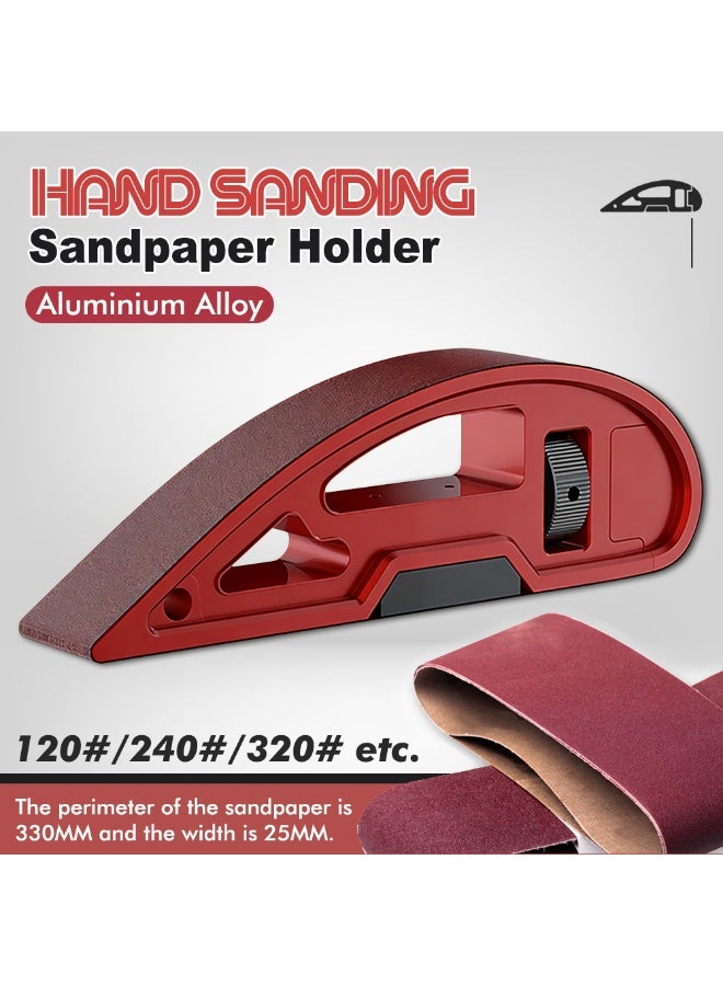 Aluminium Alloy Hand Sanding Paper Holder Portable Adjustable Curve Sanding Belt Sander Woodworking Tool, Stable Tension Wheel, Quick Belt Repair, Universal 330mm Sanding Belt Compatible Aluminium Alloy Hand Sanding Paper Holder - Image 2