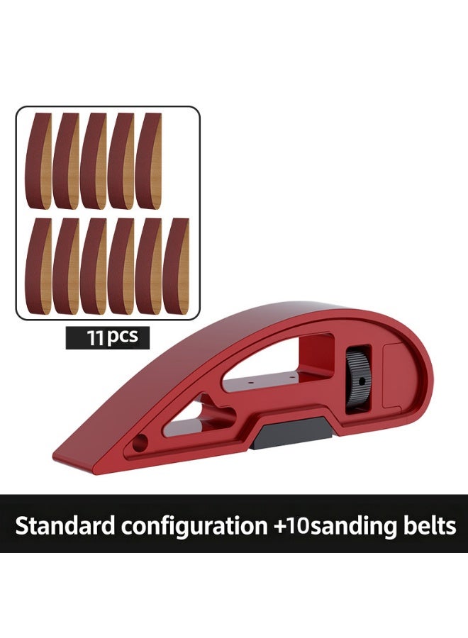 Aluminium Alloy Hand Sanding Paper Holder Portable Adjustable Curve Sanding Belt Sander Woodworking Tool, Stable Tension Wheel, Quick Belt Repair, Universal 330mm Sanding Belt Compatible Aluminium Alloy Hand Sanding Paper Holder - Image 1