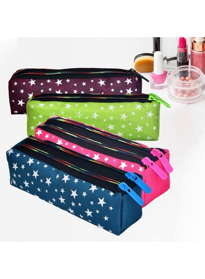 Kuber Industries Makeup Pouch | Rexine Cosmetic Pouch | Travel Makeup Pouch For Girls | Storage Makeup Bag | Star Makeup Pouch | Pack Of 4 | Multi - Image 1