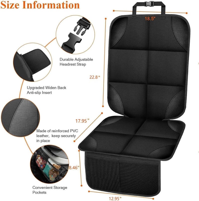 Car Seat Protector with Thick Padding & Anti-Slip Backing, Waterproof Seat Cover for Baby Car Seat, 600D Fabric with Storage Pocket - Image 4