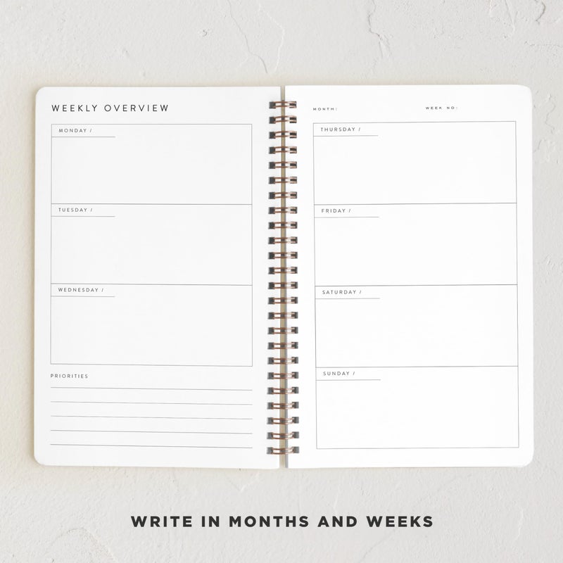 Minted Coastal Toile 2026 Weekly & Monthly Undated Planner, 5.5" x 8.5" Blue Nautical Spiral Bound Planner Notebook, 132 Pages, Undated Monthly & Weekly Layouts for Home or Office - Image 3