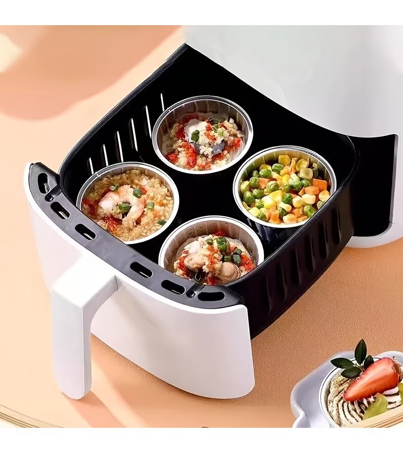 Thickened Food Grade Heat Resistant Rectangular Tin Foil Boxes Baking Cheese Sweet Potato Roasted Durian Air Fryer 10 Rectangles 10 Circles - Image 4
