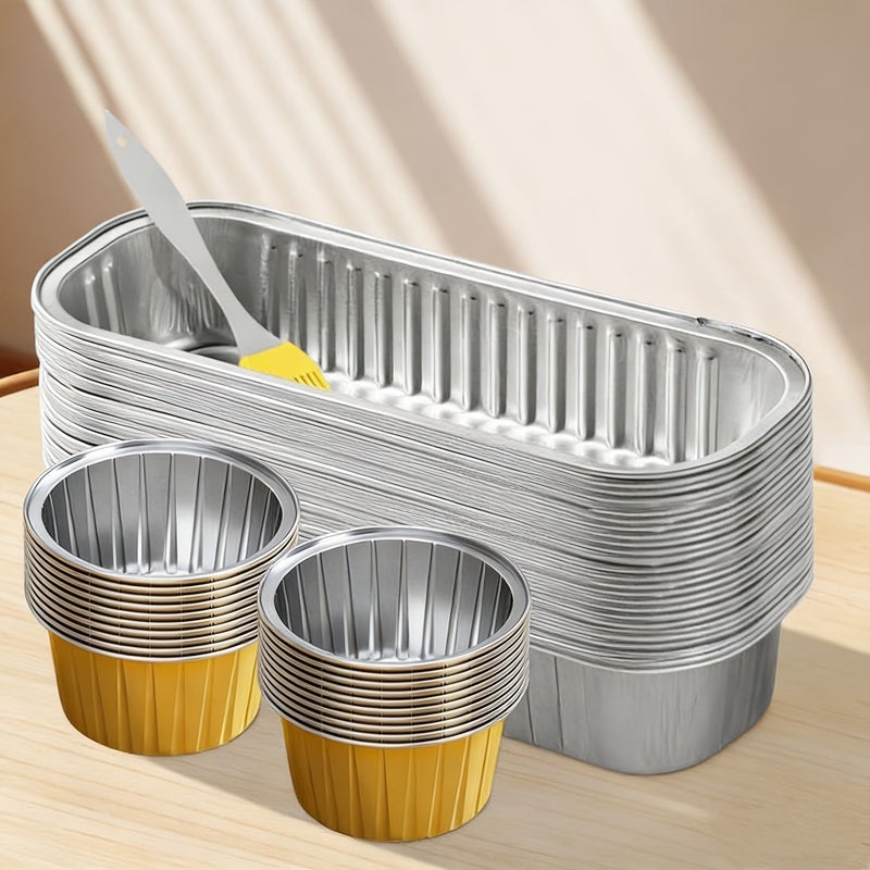 Thickened Food Grade Heat Resistant Rectangular Tin Foil Boxes Baking Cheese Sweet Potato Roasted Durian Air Fryer 10 Rectangles 10 Circles - Image 1