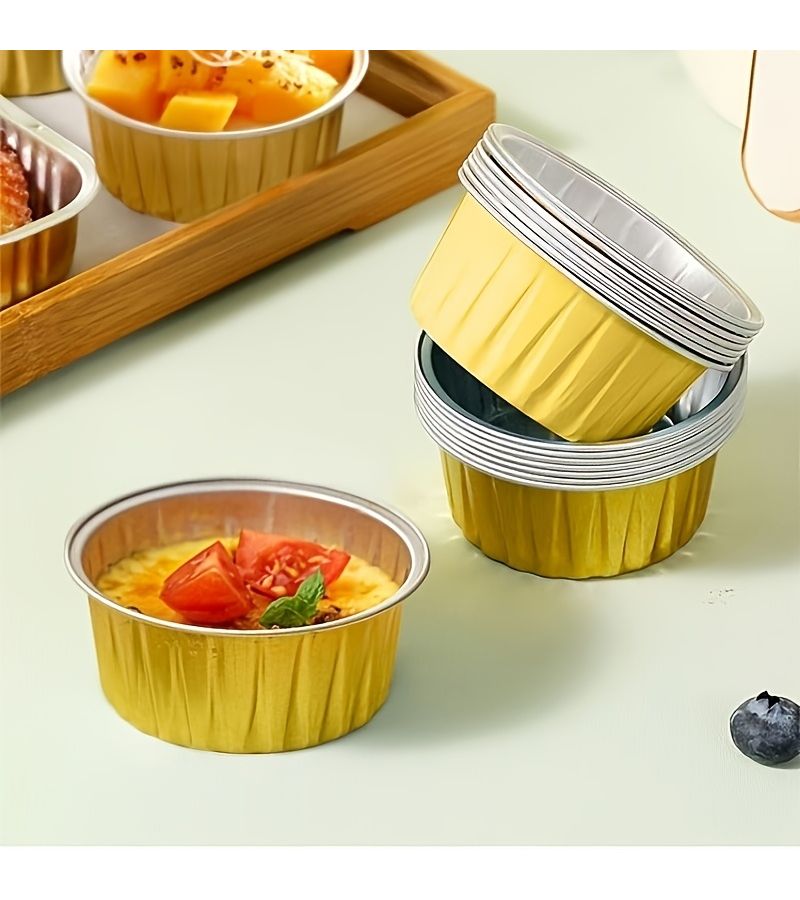 Thickened Food Grade Heat Resistant Rectangular Tin Foil Boxes Baking Cheese Sweet Potato Roasted Durian Air Fryer 10 Rectangles 10 Circles - Image 5