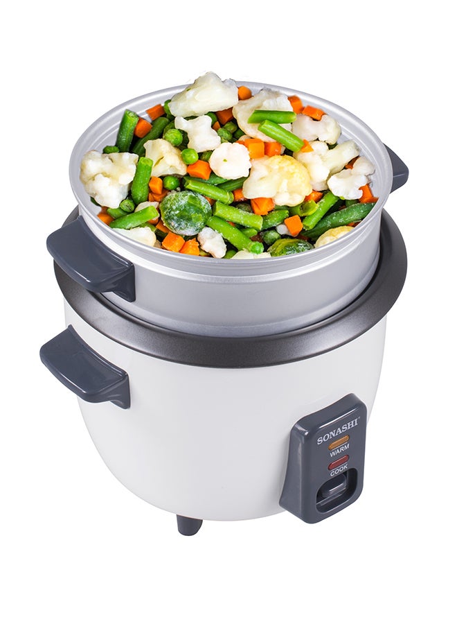SONASHI Rice Cooker With Non-Stick Inner Pot Stainless Steel Body - Cook/Steam/Keep Warm Functions | Removable Cooking Pot with Metal Housing and Tempered Glass Lid 2.8 L 1000 W SRC-328N Black/White - Image 5