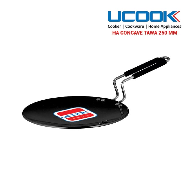 UCOOK by United Ekta Group Hard Anodised Concave Tawa, 250mm, Black - Image 2