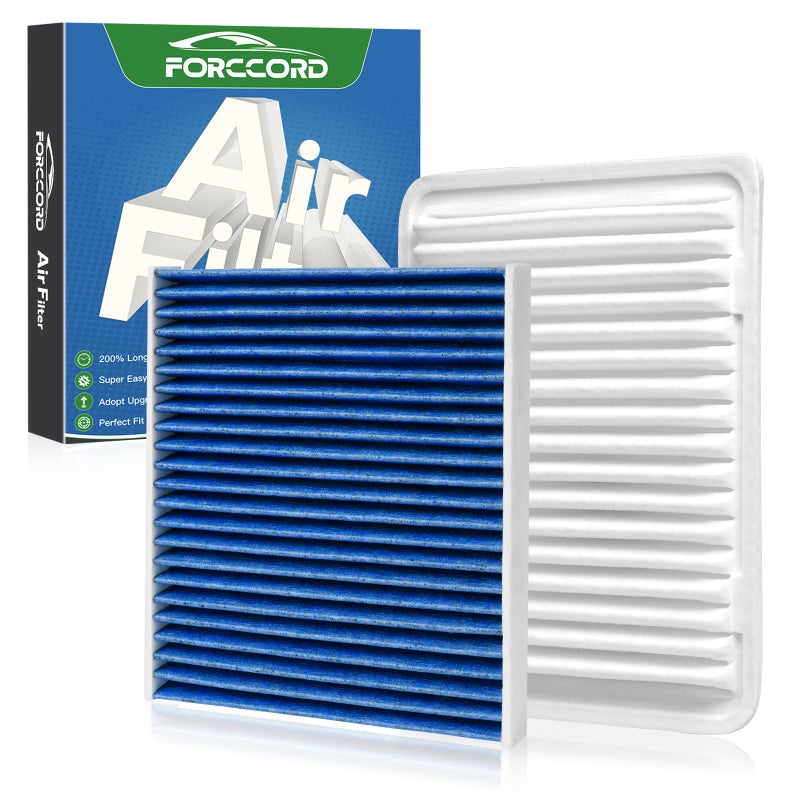Forccord Cabin & Engine Air Filter Fit for Toyota Corolla 2009-19, Matrix 2009-14, Yaris 2007-18, Scion xD 2008-14, Vibe 2009-10 Activated Carbon Cabin Filter Replace#CF10285 CA10190 Car Accessories - Image 1