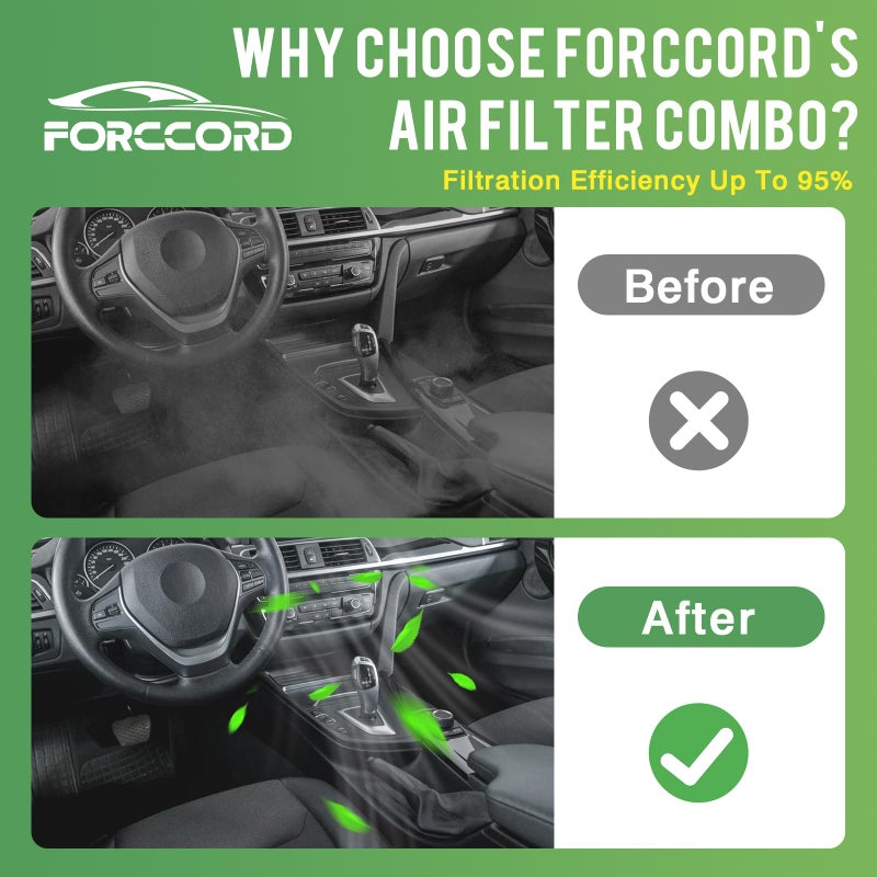 Forccord Cabin & Engine Air Filter Fit for Toyota Corolla 2009-19, Matrix 2009-14, Yaris 2007-18, Scion xD 2008-14, Vibe 2009-10 Activated Carbon Cabin Filter Replace#CF10285 CA10190 Car Accessories - Image 4