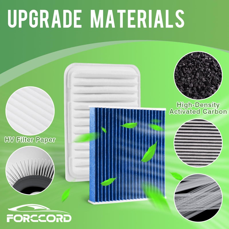 Forccord Cabin & Engine Air Filter Fit for Toyota Corolla 2009-19, Matrix 2009-14, Yaris 2007-18, Scion xD 2008-14, Vibe 2009-10 Activated Carbon Cabin Filter Replace#CF10285 CA10190 Car Accessories - Image 5