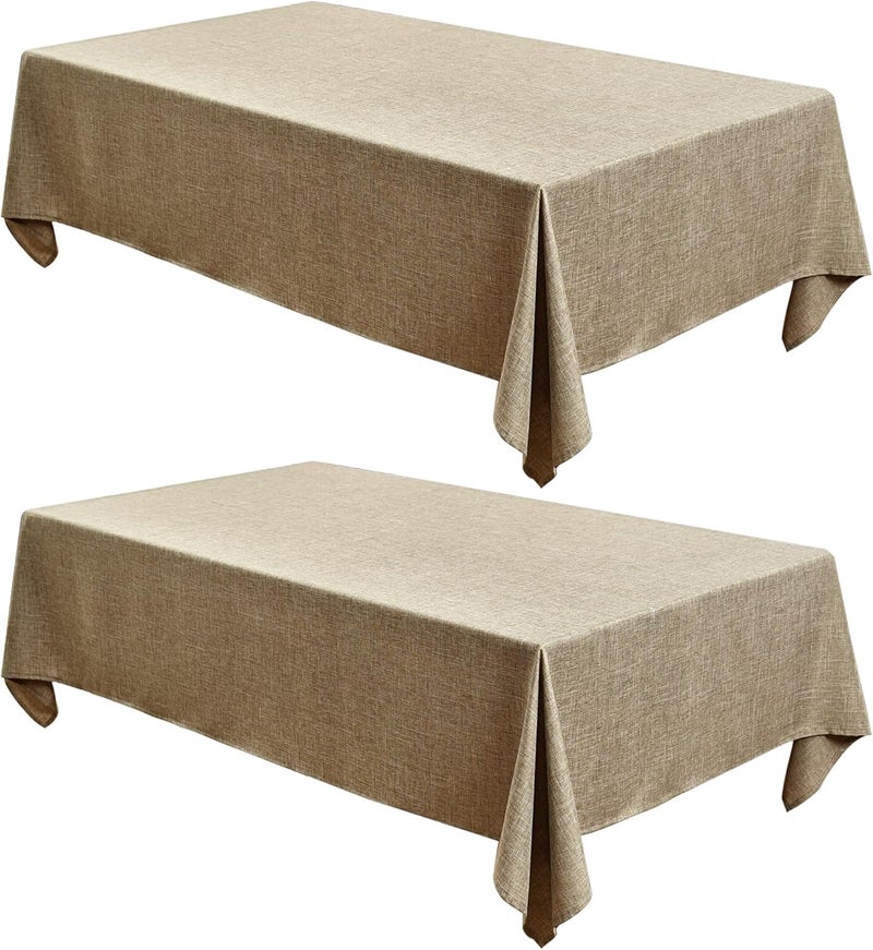Fitable Square Faux Linen Tablecloths 2 Pack Faux Burlap Fabric Table Covers for 4 Ft CardCoffee Table Holiday Kitchen Dining Party Farmhouse Khaki 54 x 54 Inch - Image 1