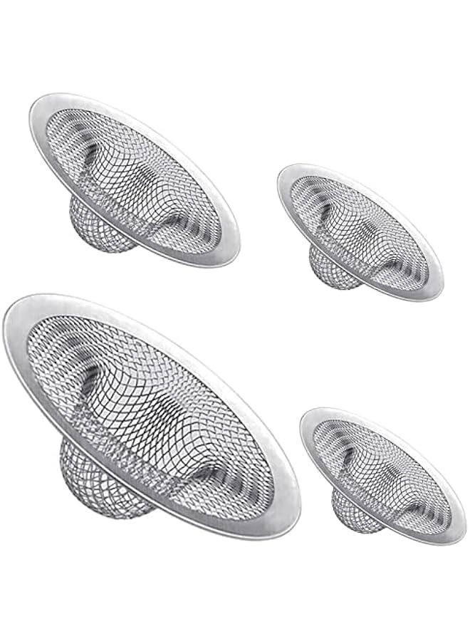 4PCS Heavy Duty Stainless Steel Sink Strainer,Sink Basket Set, Fits Most Kitchen Sinks 4.5'', Bathroom Sinks 2.75'',Shower Drains  - Image 1