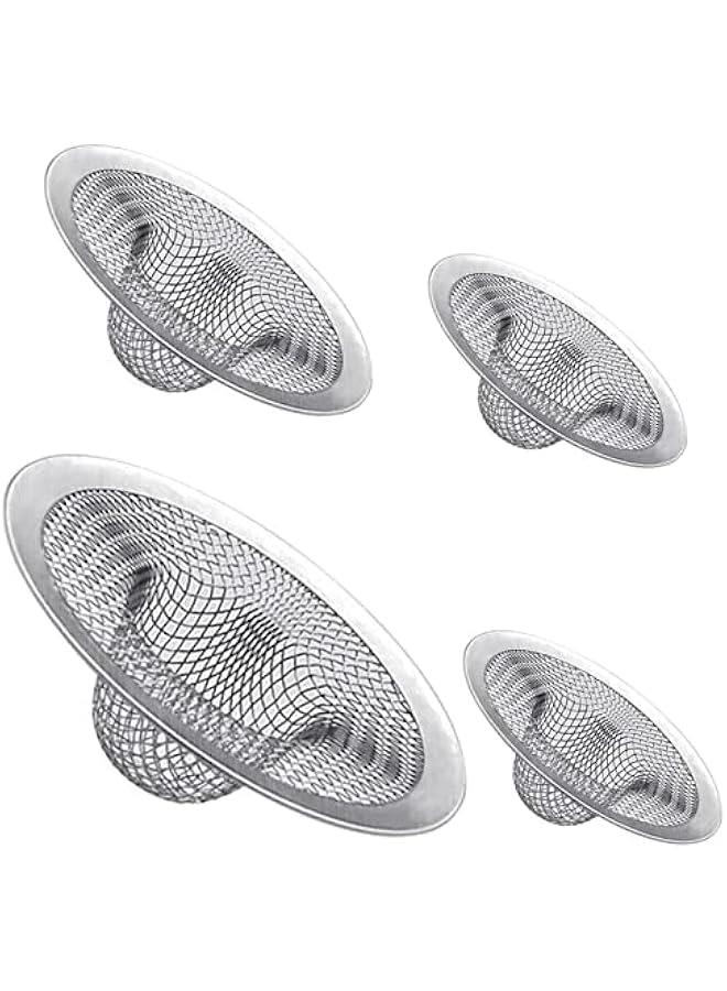 4PCS Heavy Duty Stainless Steel Sink Strainer,Sink Basket Set, Fits Most Kitchen Sinks 4.5'', Bathroom Sinks 2.75'',Shower Drains  - Image 2