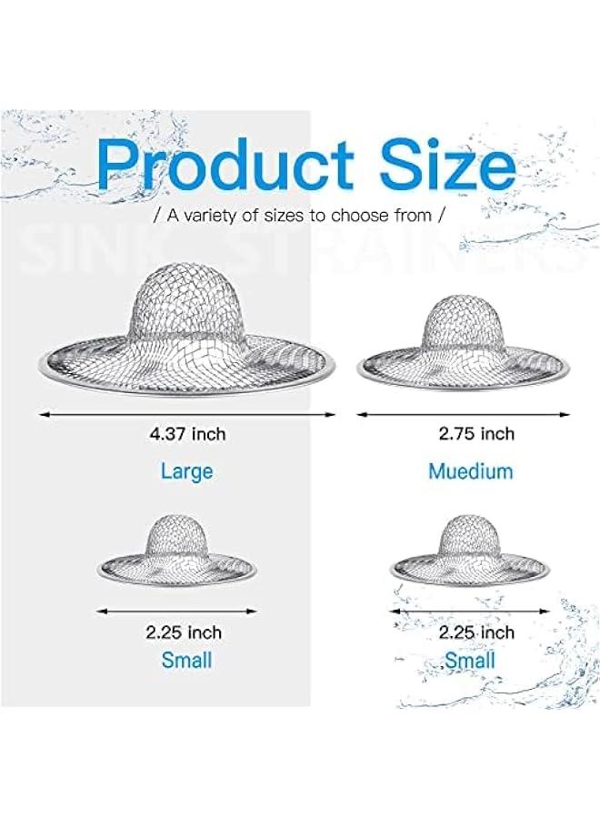 4PCS Heavy Duty Stainless Steel Sink Strainer,Sink Basket Set, Fits Most Kitchen Sinks 4.5'', Bathroom Sinks 2.75'',Shower Drains  - Image 3