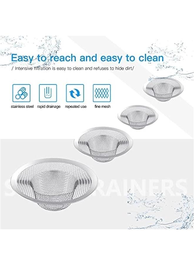 4PCS Heavy Duty Stainless Steel Sink Strainer,Sink Basket Set, Fits Most Kitchen Sinks 4.5'', Bathroom Sinks 2.75'',Shower Drains  - Image 4