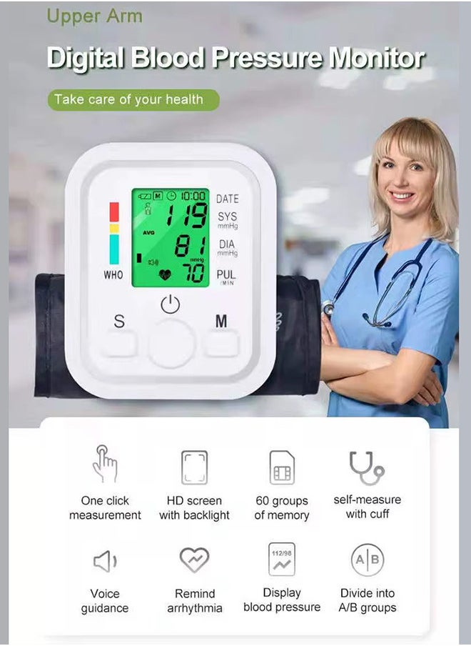 MARGOUN Automatic Digital Arm Blood Pressure Monitor with Large Display, Intelligent Microcomputing, and One-Touch Operation for Accurate Home Health Monitoring  - Image 2