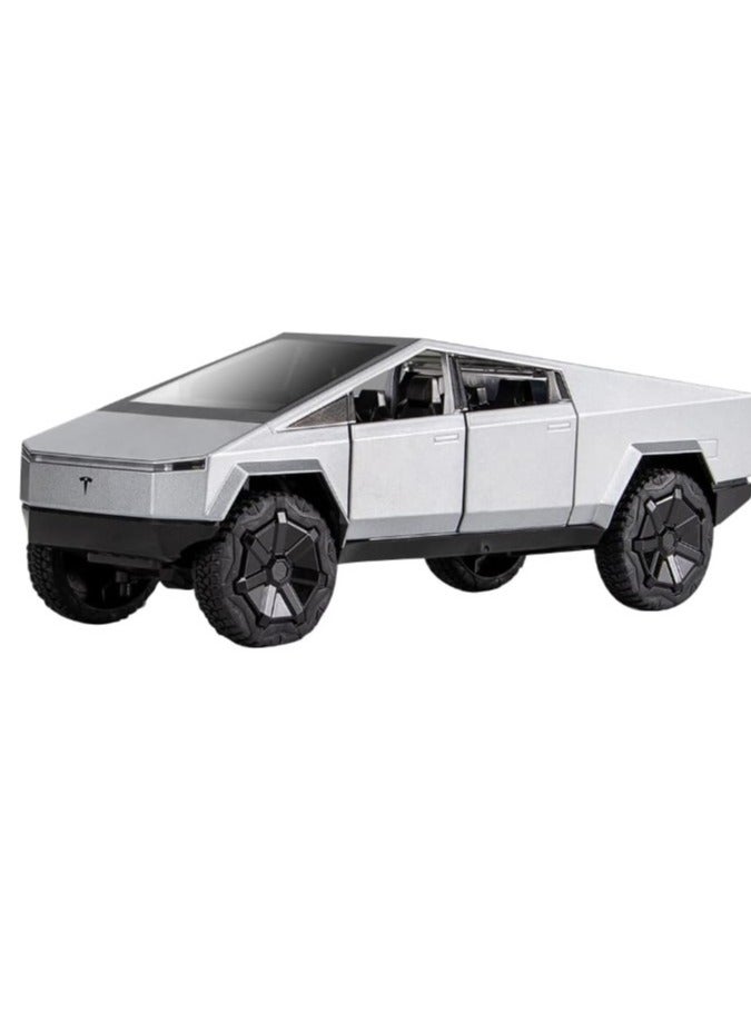 حديقة الألعاب محاكاة بمقياس 1:24 لسيارة تيسلا سايبرترك المصبوبة - مركبة لعبة سحب للخلف مصنوعة من سبائك معدنية مزودة بأضواء وصوت - هدية للأطفال والكبار - Image 1