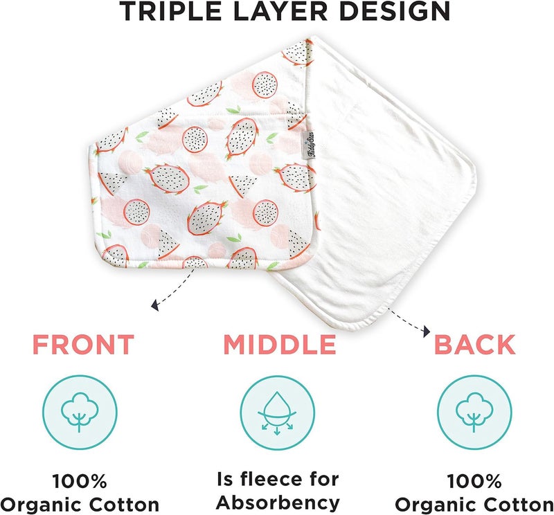 KiddyStar 5-Pack Organic Cotton Burp Cloths â€“ Large, Ultra-Soft 3-Layer Towels for Burping, Shoulder & Hand Use, Highly Absorbent - Image 2