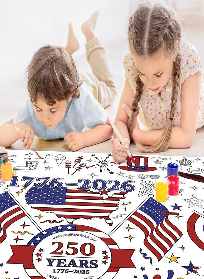 OHOME 4th of July Giant Coloring Poster/Tablecloth - 250th Anniversary USA Decorations,Kids July 4th Crafts Games Activities Toys Decor Party Decor for Classroom School - Image 4