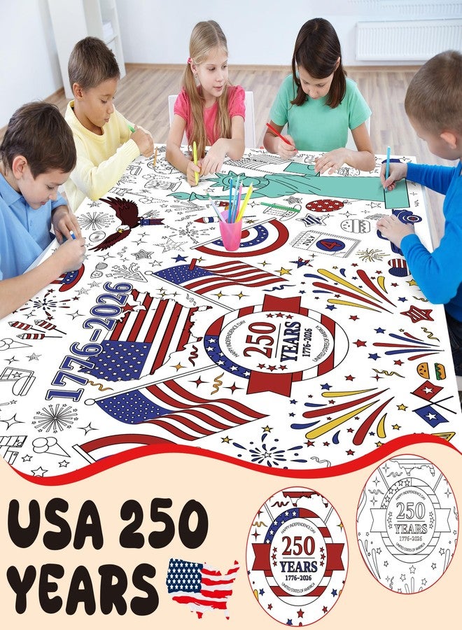 OHOME 4th of July Giant Coloring Poster/Tablecloth - 250th Anniversary USA Decorations,Kids July 4th Crafts Games Activities Toys Decor Party Decor for Classroom School - Image 5