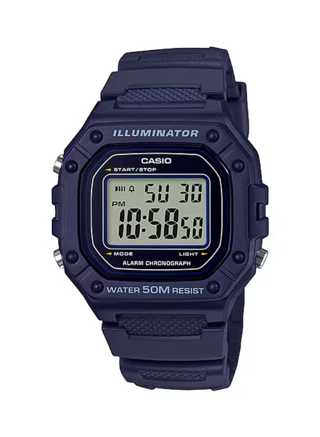 Casio W-218H-2A Unisex Digital Watch Blue Resin Strap 50M Water Resistant