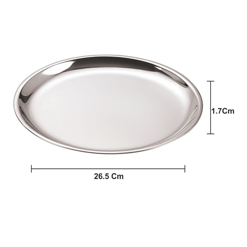 Neelam Neelam Stainless Steel 11, 22 Gauge Plate, 25.5 cm, Set of 4, Dishwasher Safe, Durable & Elegant Round Plate for Serving, Perfect for Daily Use, Parties, Special Occasion, Stylish Look - Image 3