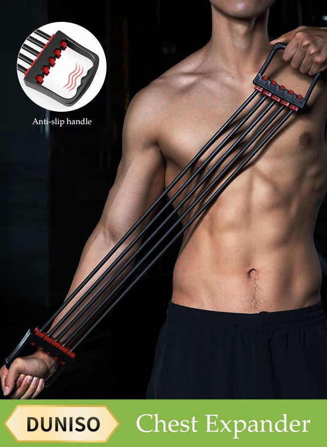 DUNISO Chest Expander，Adjustable Chest Exerciser with 5 Springs,Multi Functional Fitness Chest Developer，Buckle Design，Comfortable and Non Slip，Easy to Install，Suitable for Training, Home,Gym,Exercise - Image 1